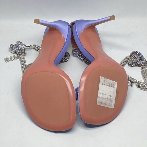 Amina Muaddi Giorgia Crystal-Embellished Satin Sandals size 36 - Picture 15 of 16